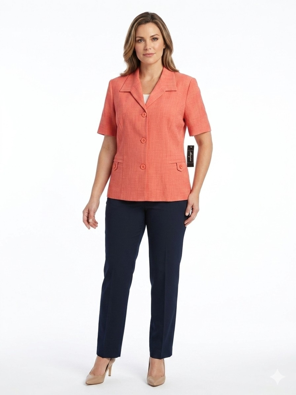 NWT Sweet Suit Coral Short Sleeve Blazer Jacket Size 16 Professional Workwear